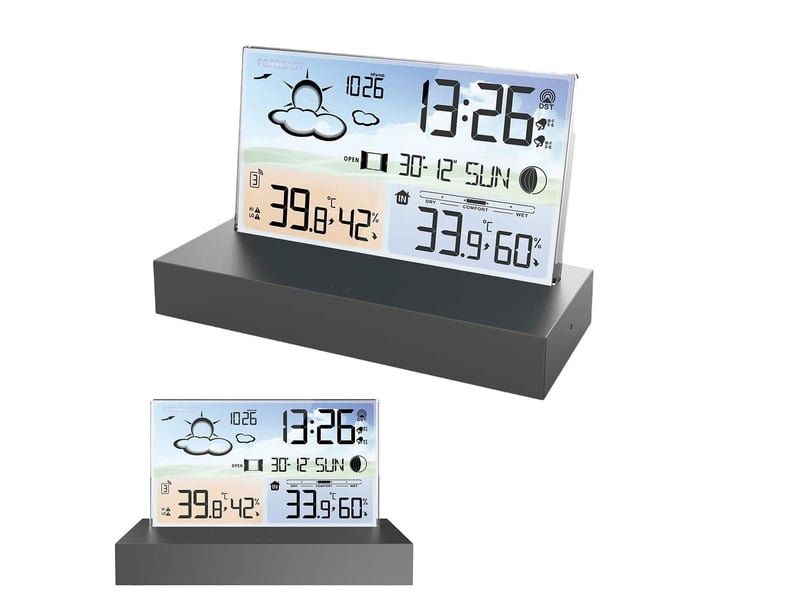 Station météo numérique avec prévisions météorologiques, thermomètre, hygromètre et réveil multifonction chicfurn - Conforama A