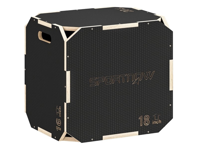 Box pliométrique réglable 3 hauteurs en bois 51 x 48 x 41 cm noire