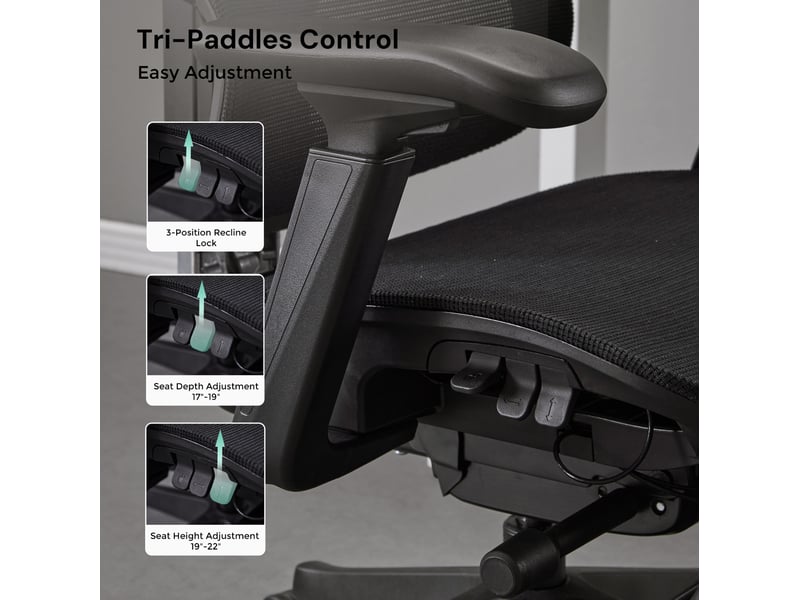  Fauteuil de bureau ergonomique 70,6x70,6x110,5 cm – noir – réglage à trois boutons et dossier inclinable  - Conforama C