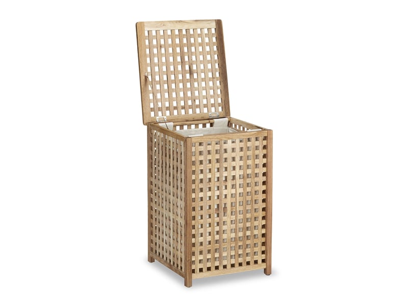  Panier à linge design moderne salle de bain 50 x 40 x 30 cm en bois de noyer 13_0003284  - Conforama C