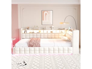 Lit coffre 90x200 cm <strong>DZMDIP</strong> <strong></strong> coloris beige