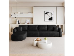 Canapé d'angle compressé gauche fixe <strong>MAISENTIEL</strong> <strong></strong> 5 places Tissu noir