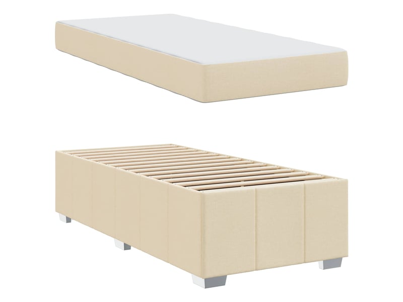  Lit simple- lit adulte -  cadre de lit avec matelas crème 90 x 200 cm tissu  - Conforama D