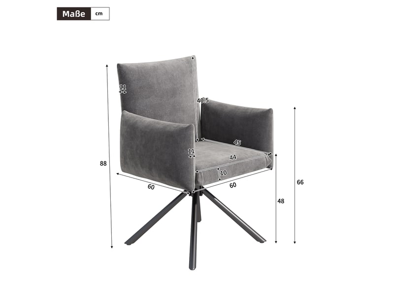 Lot de 6 chaises de salle à manger en velours gris pivotantes 360°  - Conforama D