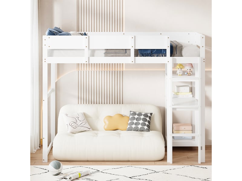  Lit mezzanine 90x200 cm coloris blanc bois massif lit enfant blanc - Conforama B