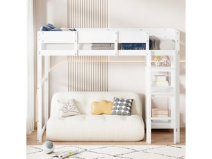 Lit mezzanine 90x200 cm <strong>MERAX</strong>  <strong>lit enfant blanc</strong> coloris blanc