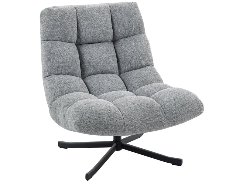 Fauteuil pivotant à assise large avec rotation à 360° et revêtement déperlant en polyester gris - Conforama A