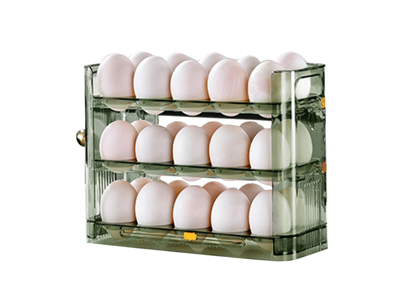  Casier à œufs pour réfrigérateur, 3 niveaux, capacité de 30 œufs, gain de place, multifonction, porte latérale (vert)  - Conforama A
