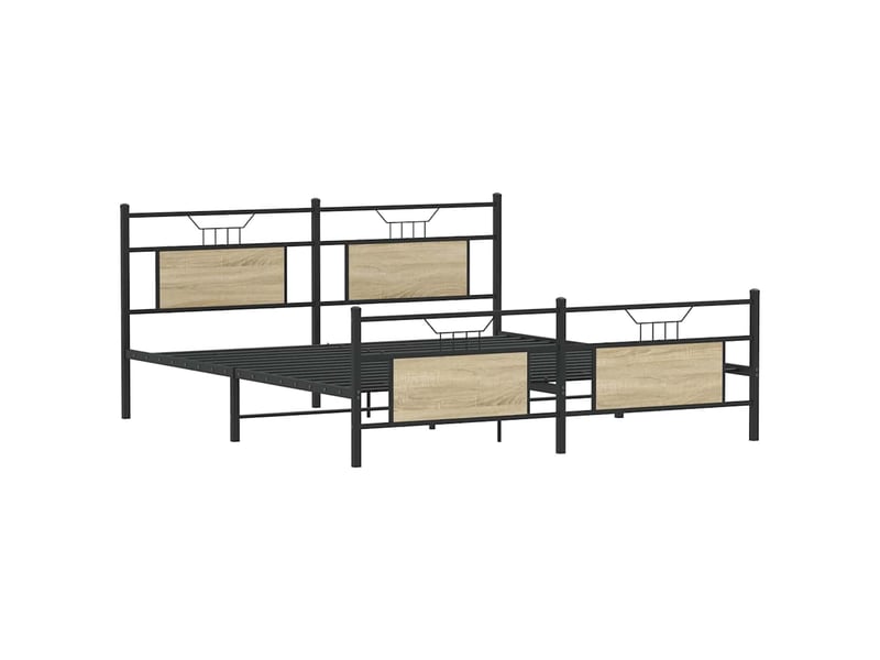  Lit double- lit adulte -  cadre de lit en métal sans matelas chêne sonoma 180x200 cm  - Conforama D