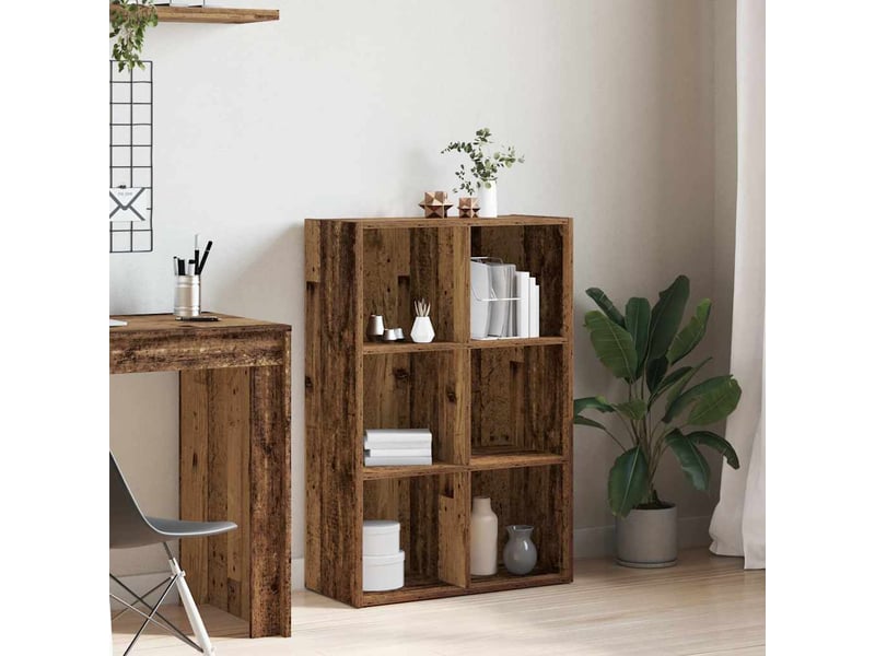  Bibliothèque, meuble de rangement salon vieux bois 66x30x98 cm bois d'ingénierie  - Conforama C