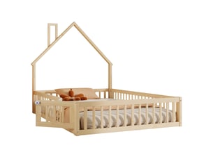 Lit cabane 140x190 cm <strong>MEULVA</strong> <strong></strong> coloris naturel
