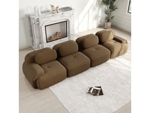 Canapé modulable modenvie 4 places sans cadre en velours côtelé marron 388 x 103 x 70 cm