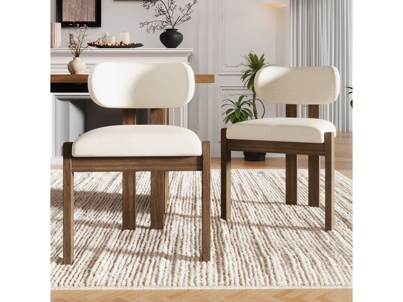 Lot de chaises 6 chaises assise confortable en bois massif respirante bouclé coloris noyer style moderne - Conforama B