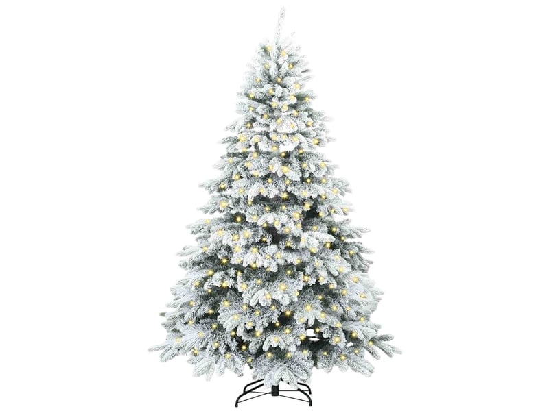 Sapin de noël, arbre de noël artificiel avec 300 led blanc 210 cm pe et pvc cf61215 - Conforama C