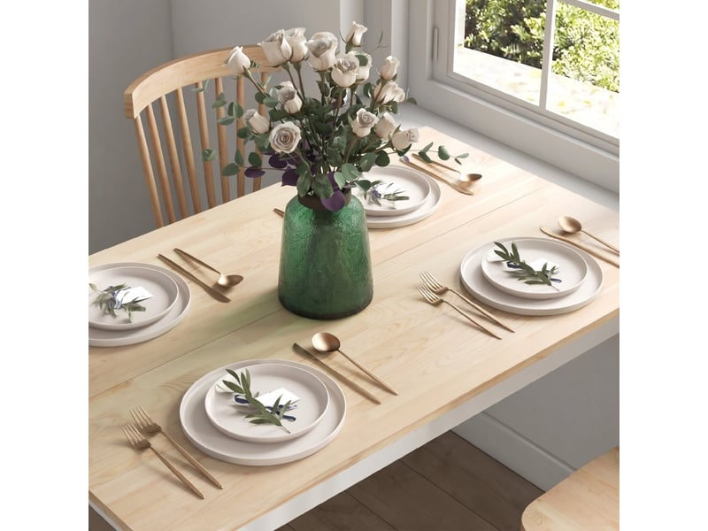 Table de salle à manger pour 4 personnes avec plateau 120 × 75 cm, style maison de campagne, en pin, naturel - Conforama C