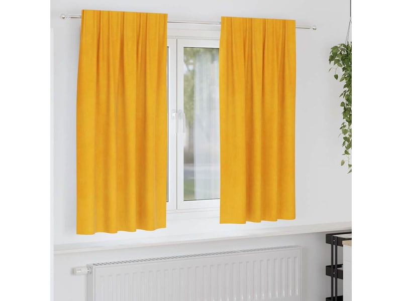  Lot de 2 rideaux, rideaux de fenêtre jaune moutarde 140 x 175 cm velours cf44077  - Conforama B