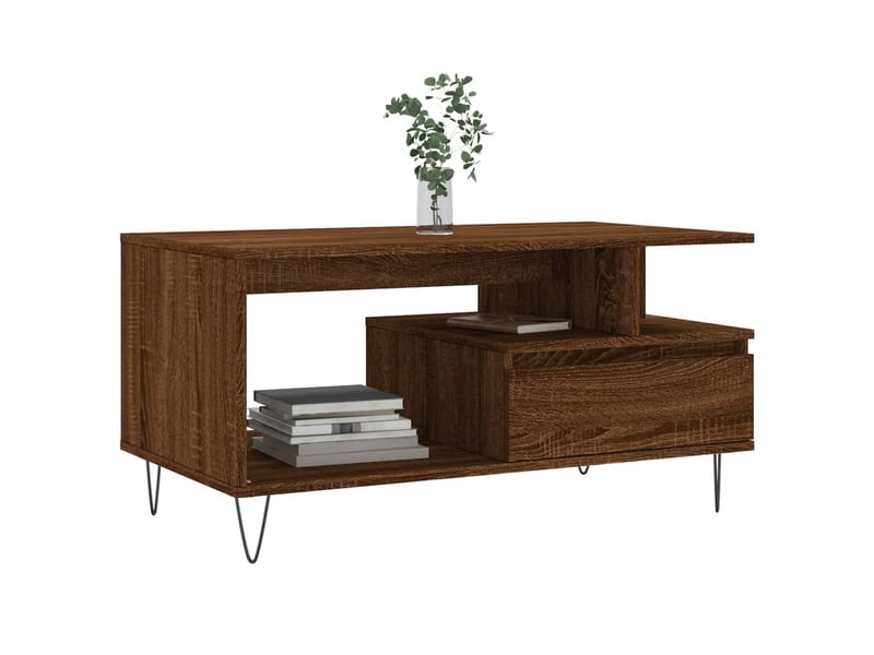  Table basse | table de salon chêne marron 90x49x45 cm bois d'ingénierie  - Conforama C