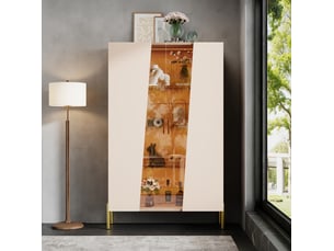 Vitrine coloris beige 3 étagère(s) DESVIAE - 72 cmx145 cm