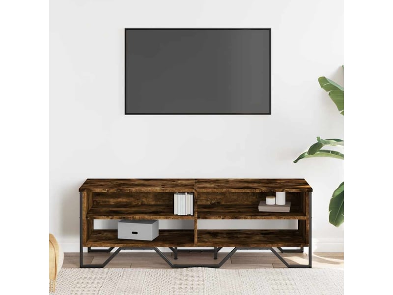  Meuble tv - banc tv - meuble de rangement chêne fumé 122x34x41 cm bois d'ingénierie  - Conforama C