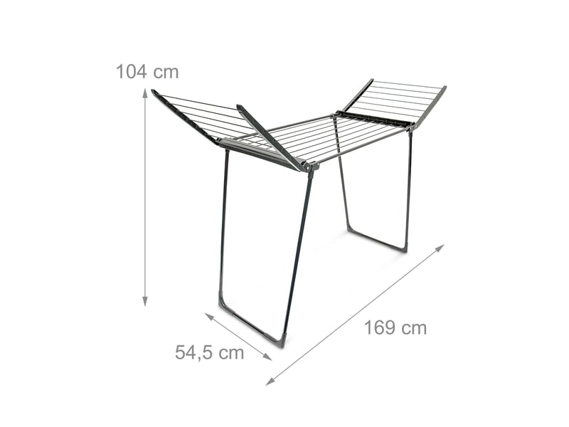  Séchoir à linge sur pied pliable intérieur extérieur 104 x 169 x 54,5 cm pratique et peu encombrant en acier noir 13_0003175  - Conforama B