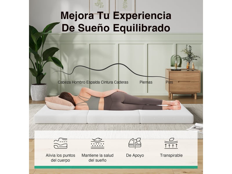  Novilla matelas d'appoint pliable 3 volets - double mousse haute densité - housse lavable antidérapante - 140 x 190 x 10 cm  - Conforama E