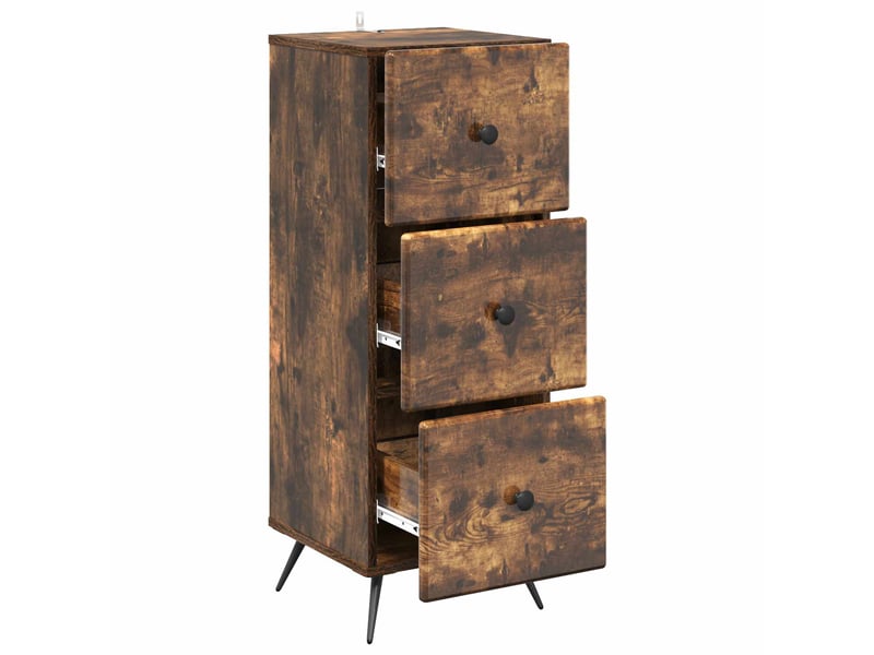  Armoire de rangement bureau, armoire à tiroirs chêne fumé 33 x 34,5 x 90 cm shl2246  - Conforama E