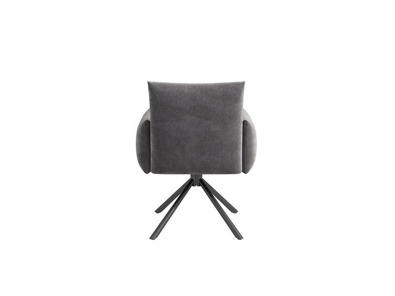  Lot de 4 chaises salle à manger 60x88 cm en velours gris, pivotantes à 360°, 4 pieds métal, fauteuils dotés d'accoudoirs rembourrés  - Conforama A