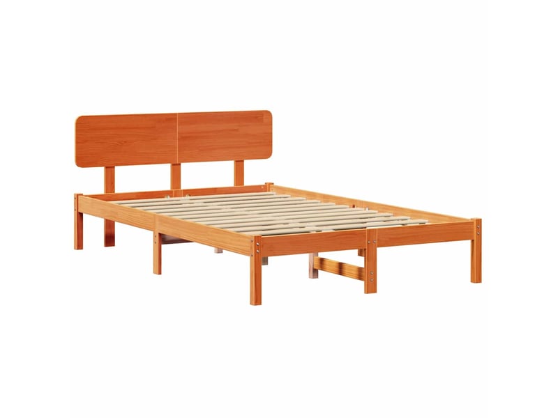  Lit double- lit adulte -  cadre de lit avec tête de lit brun  120 x 190 cm pin massif  - Conforama C