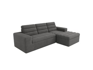 Canapé d'angle gauche fixe <strong></strong> <strong></strong> 4 places Tissu Gris
