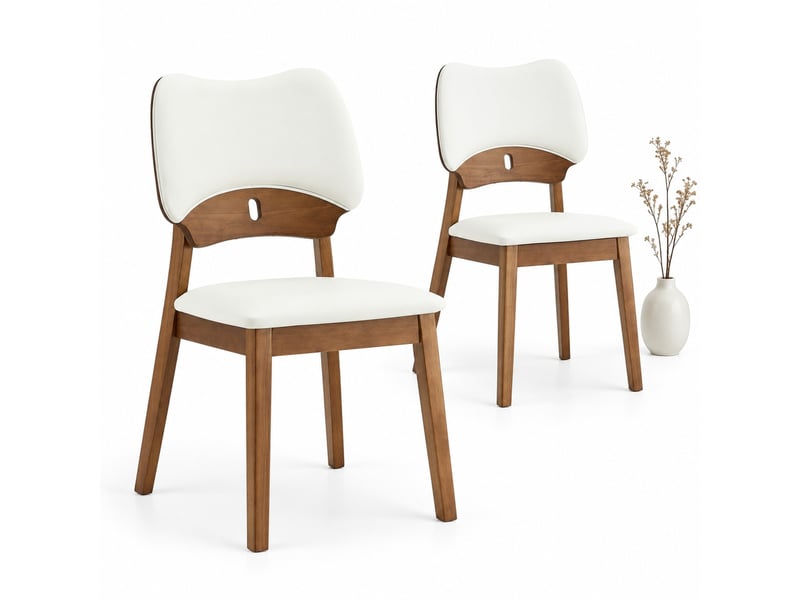  Lot de 2 chaises de salle à manger,51x43x87,5 cm,bois d'hévéa,blanc  - Conforama A