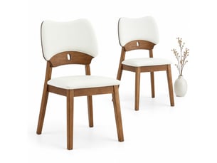 Lot de 2 chaises de salle à manger,51x43x87,5 cm,bois d'hévéa,blanc