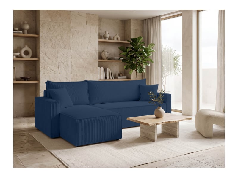  Farah - canapé d'angle reversible convertible 4 places accoudoirs slim velours cotelé  - Conforama B