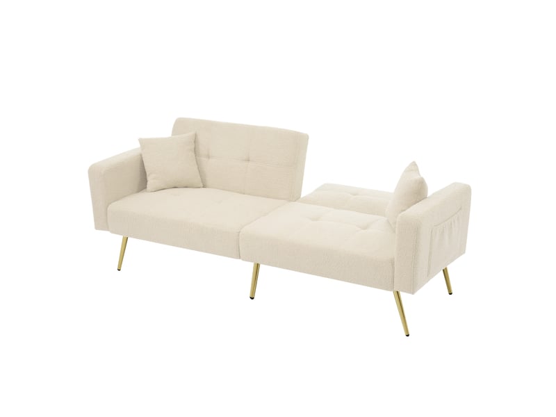  Canapé convertible modenvie 2 places sherpa beige 175 x 64 x 72 cm dossier réglable  - Conforama A