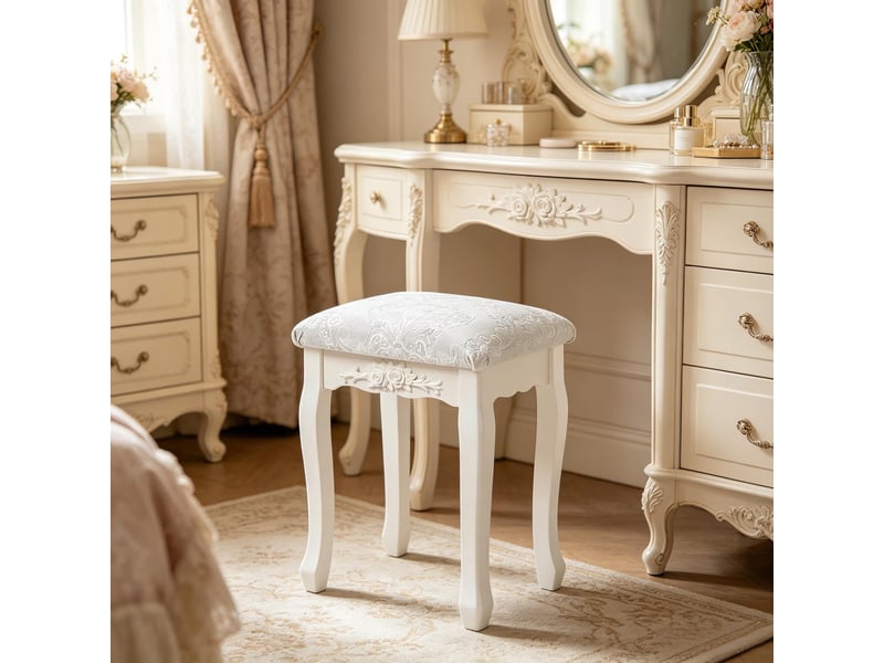  Tabouret de piano élégant, tabouret de vanité au design vintage, tabouret de dressing rembourré, tabouret de chambre à coucher, tabouret à 1005006011103862-1 - Conforama E