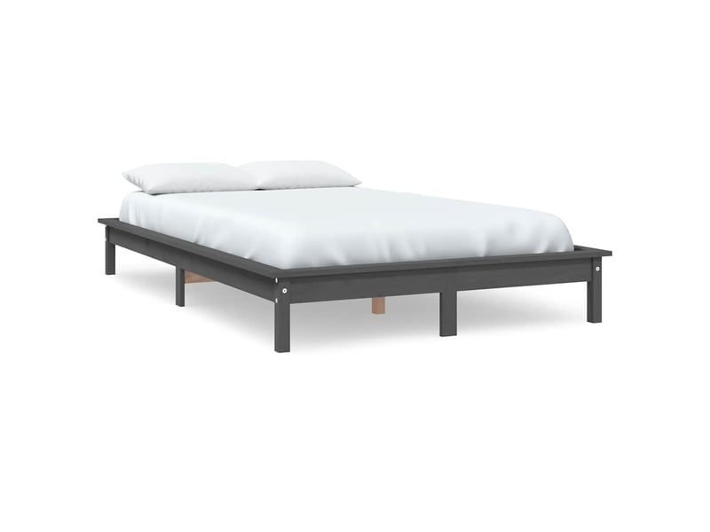  Lit double- lit adulte -  cadre de lit sans matelas gris 140x190 cm bois de pin massif  - Conforama A