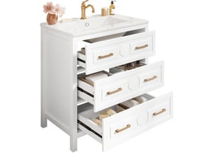 Meuble salle de bain sur pied blanc avec lavabo en céramique intégré 76,5x47x82 cm
