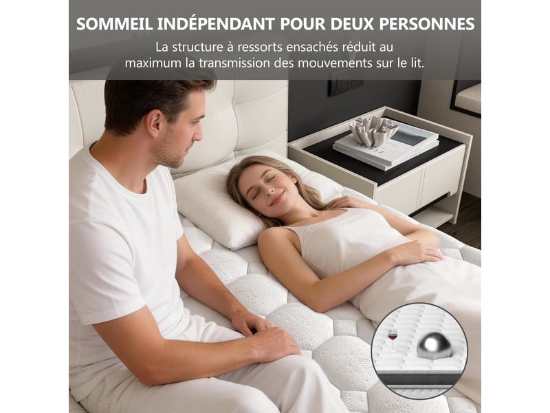 Matelas ressorts ensachés 120x190 cm somniae , accueil mémoire de forme, 30 cm d'épaisseur - Conforama D