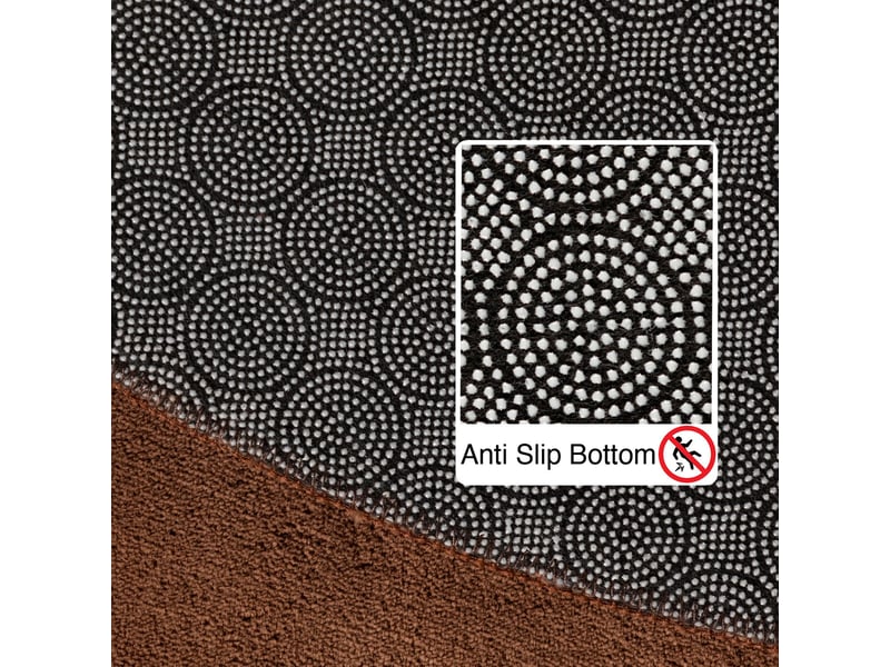 Tapis lavable rond en microfibre douce - marron 120x120cm SKY1201205400BROWN - Conforama D