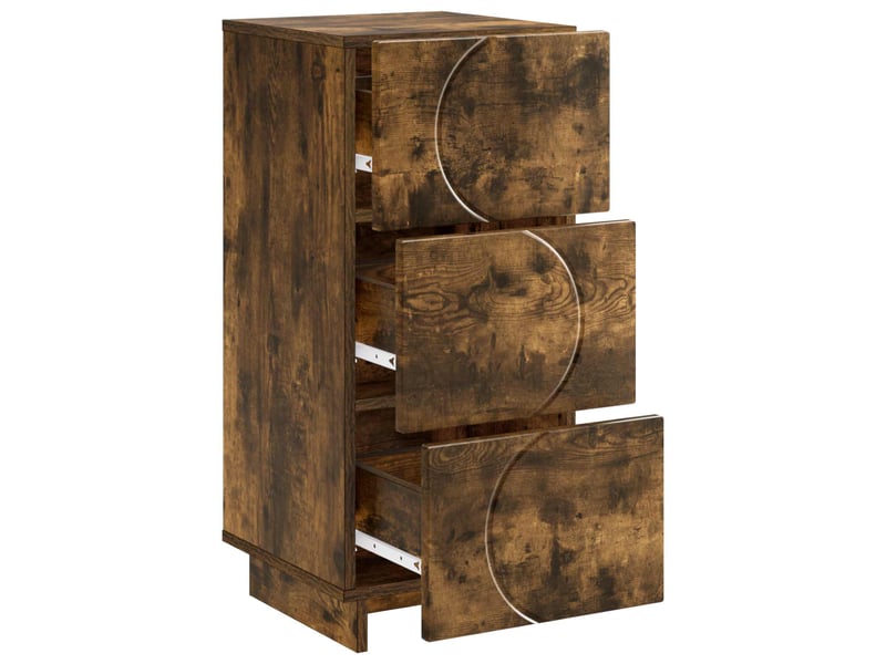  Buffet salon, buffet de rangement chêne fumé 33,5x34,5x75 cm bois d'ingénierie shl27497  - Conforama C