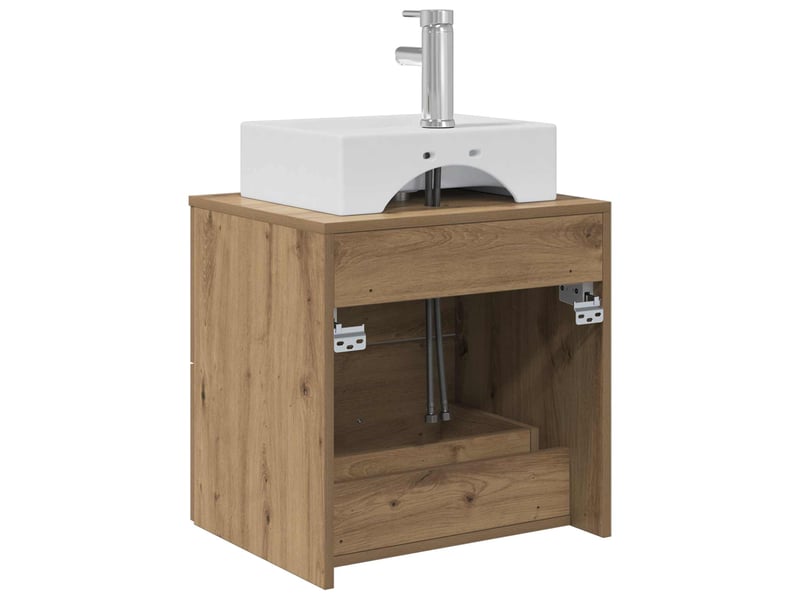 Vanité de lavabo mural, meuble de rangement chêne artisanal 49.5x41x62.5 cm shl3811 - Conforama E