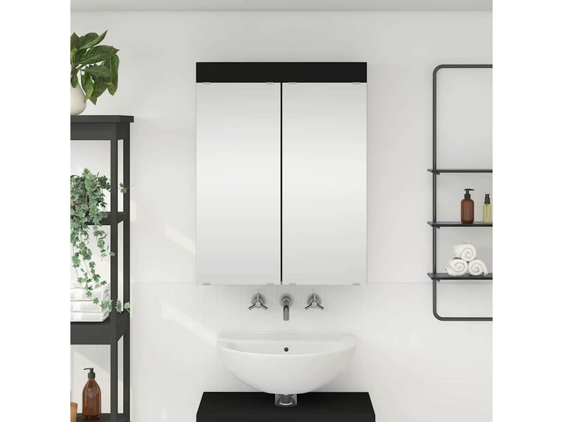  Amoire de salle de bain avec miroir, cabinet de salle de bain tulum noir cf64963  - Conforama B