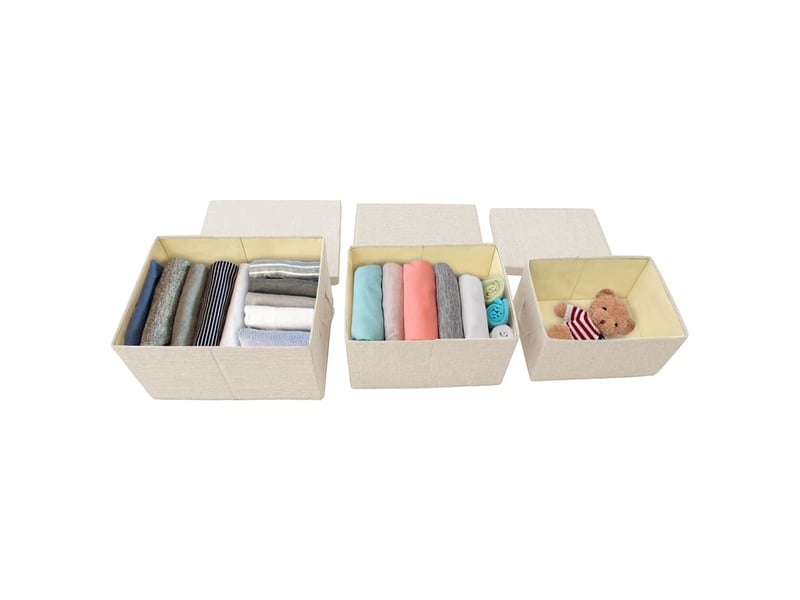  Boîtes de rangement empilables 3 pcs tissu crème  - Conforama C