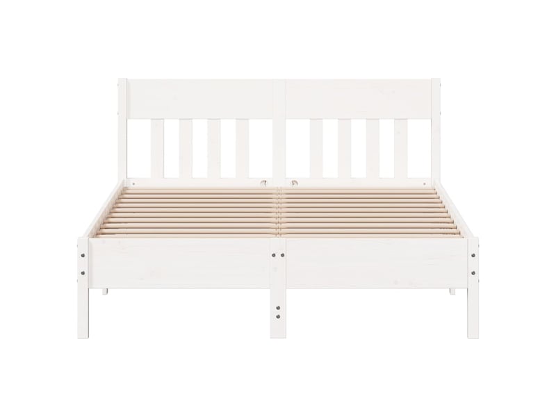  Lit double- lit adulte -  cadre de lit sans matelas blanc 160x200 cm bois de pin massif  - Conforama C