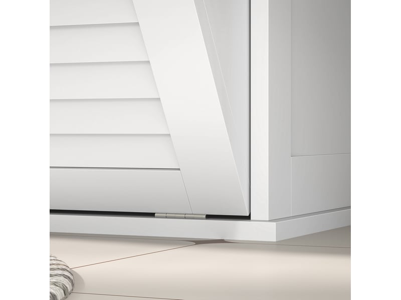  Meuble de salle de bain 70 x 38 x 73 cm – blanc – 2 paniers à linge basculants ventilés avec poignées  - Conforama E