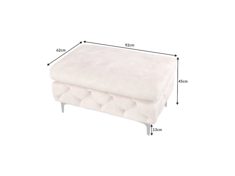 Pouf velena champagne capitonné – pouf baroque en velours avec pieds métal noirs  - Conforama C