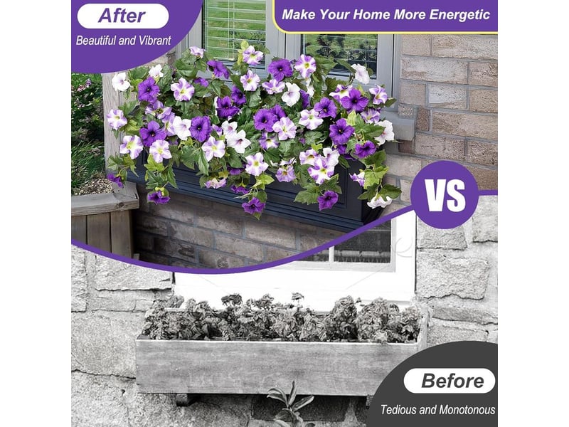 Fleurs artificielles extérieures – pétunias en soie, résistants aux uv, couleurs violet et rouge, décoration jardin et balcon - Conforama C