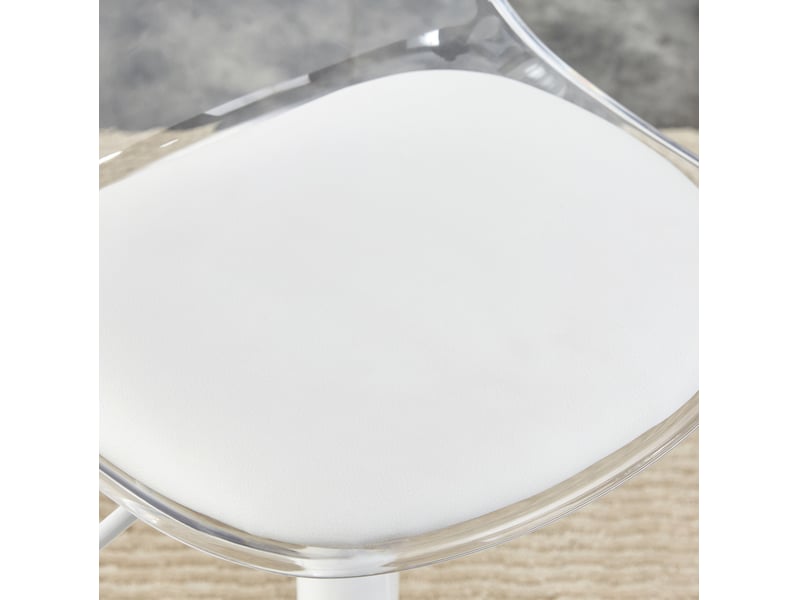  Ensemble bar moderne avec table ronde en verre 89 cm et 2 tabourets transparents réglables et pivotants à 360°  - Conforama D
