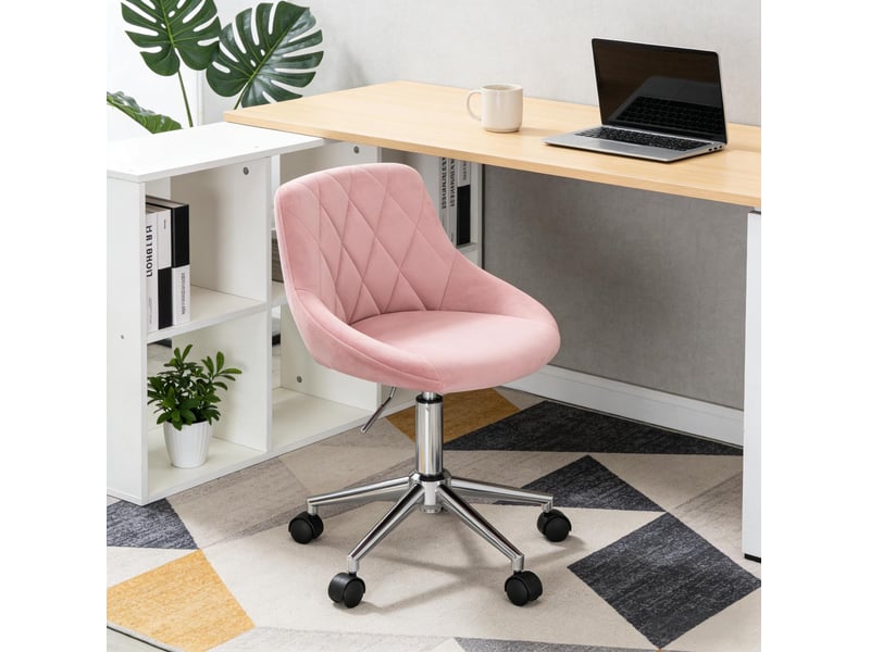  Chaise de bureau 31,5x37,5x77 cm réglable pivotante métal rose  - Conforama C