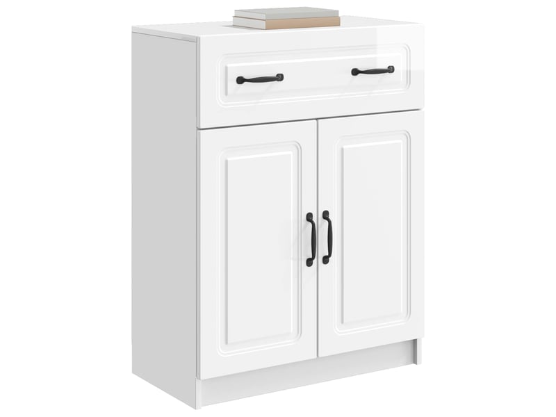  Buffet - bahut - meuble de rangement blanc brillant 66 x 34,5 x 87 cm bois d'ingénierie  - Conforama C