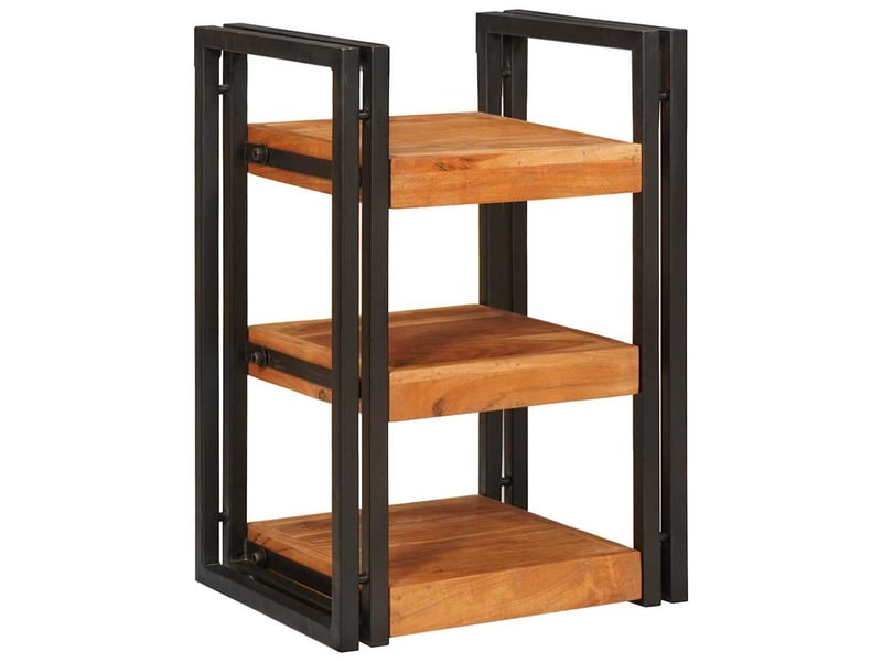  Vidaxl lot 2 tables de chevet marron noir bois acacia massif meuble rangement 38x33x58 cm chambre  - Conforama C